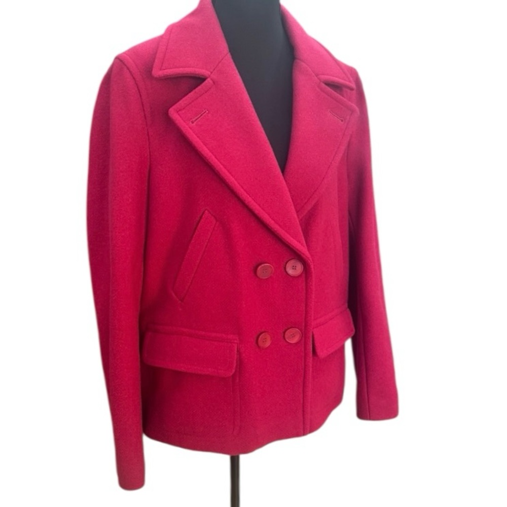 Lacoste Women's Double-Breasted Pea Coat - Red EUC size 44/14